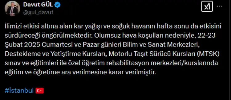 İstanbul'da hafta sonu sınav ve eğitimlere zorunlu ara! güncel haberi